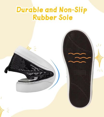 Toddler Kids Canvas Sneakers Sparkle Glitter Sequins Shoes Slip On Soft and Durable in Saudi Arabia