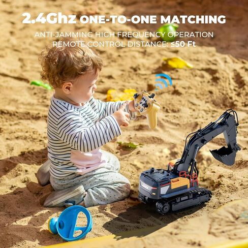 RC Excavator Toy for Boys -11CH Remote Control Excavator with Metal Shovel, Lights, Sound & Spray, 2×600mAh Rechargeable, 2.4Ghz RC Construction Vehicle, Digger Toys for Boys 3-5 4-7 8-12 in Saudi Arabia