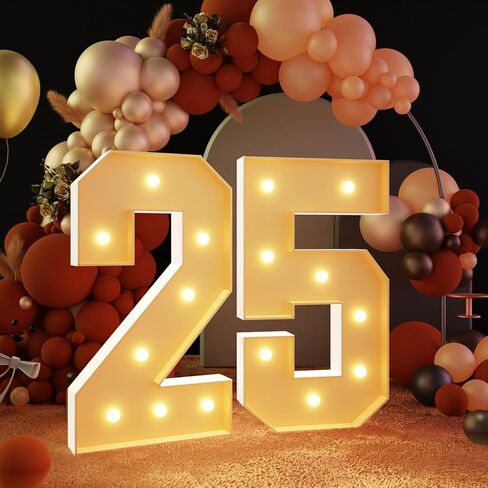 أرقام مضيئة من imprsv 3FT، أرقام سرادق 2025 ديكور التخرج، أرقام كبيرة مضيئة لعيد الميلاد الخامس والعشرون للنساء من الفوم مجموعة زينة حفلات الذكرى السنوية (DIY) in Kuwait
