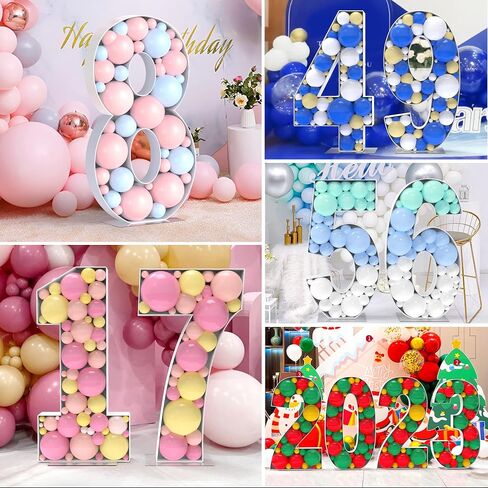 4FT Marquee Numbers Mosaic Large Numbers 7 Balloon Frame for Birthday Party Wedding Decoration Baby Shower Decor Pre-Cut Big Foam Board with Acrylic Plate Base in Saudi Arabia