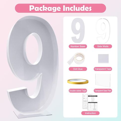 4FT Marquee Numbers Mosaic Large Numbers 7 Balloon Frame for Birthday Party Wedding Decoration Baby Shower Decor Pre-Cut Big Foam Board with Acrylic Plate Base in Saudi Arabia