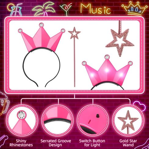 Light Up Crown Headband LED Princess Headband LED Crown Tiara Headband with Fairy Wand in Saudi Arabia