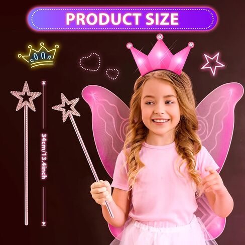 Light Up Crown Headband LED Princess Headband LED Crown Tiara Headband with Fairy Wand in Saudi Arabia