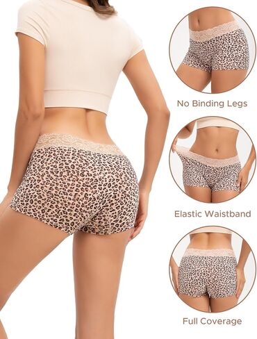 INNERSY Women's Lace Boyshorts Underwear Cotton Soft Panties Boxer Briefs 3 Pack in Kuwait