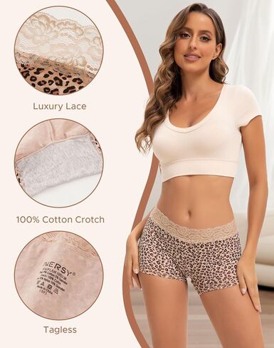 INNERSY Women's Lace Boyshorts Underwear Cotton Soft Panties Boxer Briefs 3 Pack in Kuwait