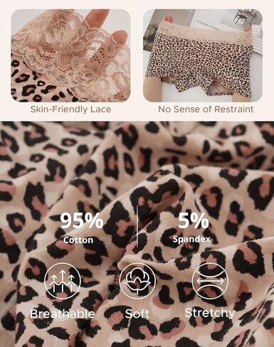INNERSY Women's Lace Boyshorts Underwear Cotton Soft Panties Boxer Briefs 3 Pack in Kuwait