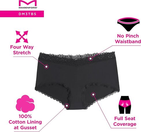 ملابس داخلية نسائية من الألياف الدقيقة من Maidenform، سراويل داخلية قصيرة متوسطة الارتفاع، 3 قطع in Saudi Arabia