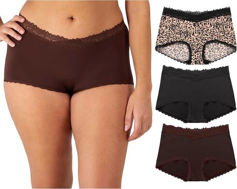 ملابس داخلية نسائية من الألياف الدقيقة من Maidenform، سراويل داخلية قصيرة متوسطة الارتفاع، 3 قطع in Saudi Arabia