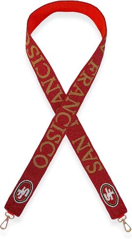 Lashicorn Beaded San Francisco Purse Strap Red and Gold Game Day Clear Handbag Replacement Strap Stadium Football 48" Gold Hardware Clips for Clear Bag in Saudi Arabia