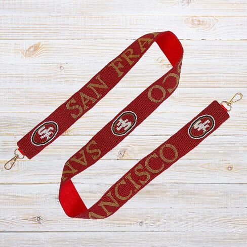 Lashicorn Beaded San Francisco Purse Strap Red and Gold Game Day Clear Handbag Replacement Strap Stadium Football 48" Gold Hardware Clips for Clear Bag in Saudi Arabia