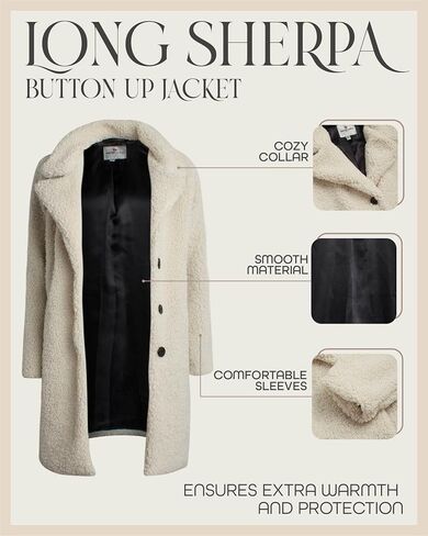 URBAN REPUBLIC Women's Sherpa Coat - Cozy Textured Sherpa Button Up Winter Jacket - Warm Outerwear Coats for Women (S-XL) in Saudi Arabia