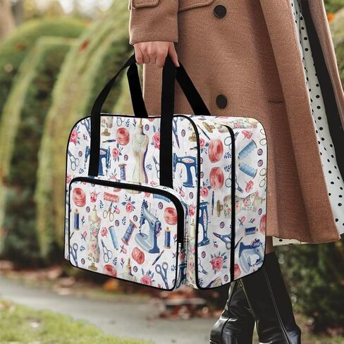 Sewing Machine Case with Front Pocket Travel Tote Case for Sewing Machine and Accessories Portable Carrying Tote Bag Fits Most Standard Sewing Machines Sewing Machine Pattern in Kuwait