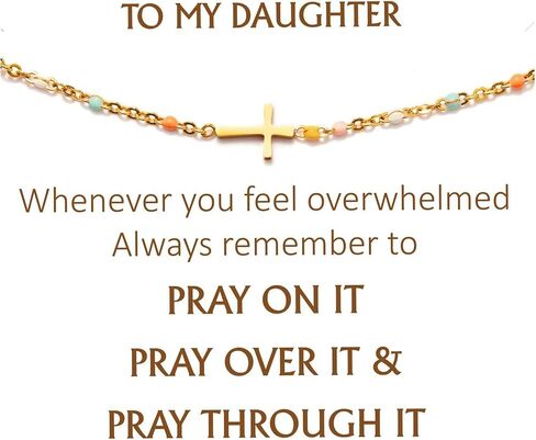 Cross Bracelet Christian Gifts for Women Teen Girls Religious Inspirational Faith bless Easter Confirmation Baptism Gifts Friend Birthday Mom Catholic First Communion Gifts for Girls Jewelry in Kuwait