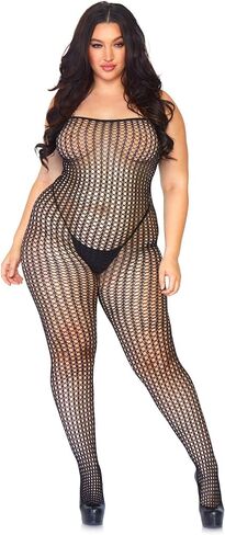 Leg Avenue Women's Crochet Fishnet Spaghetti Strap Crotchless Bodystocking in Saudi Arabia