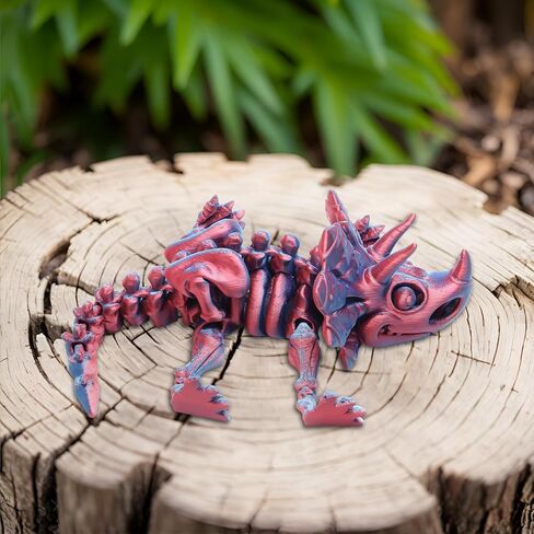 FunisFun 3D Printed Dragon with Articulated Joints for Adult, 3D Printed Dinosaur Fidget Toys Decor for Stress Relief (Triceratops-BP, 1P) in Kuwait