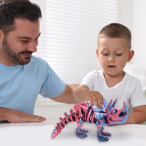FunisFun 3D Printed Dragon with Articulated Joints for Adult, 3D Printed Dinosaur Fidget Toys Decor for Stress Relief (Triceratops-BP, 1P) in Kuwait