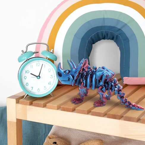 FunisFun 3D Printed Dragon with Articulated Joints for Adult, 3D Printed Dinosaur Fidget Toys Decor for Stress Relief (Triceratops-BP, 1P) in Kuwait