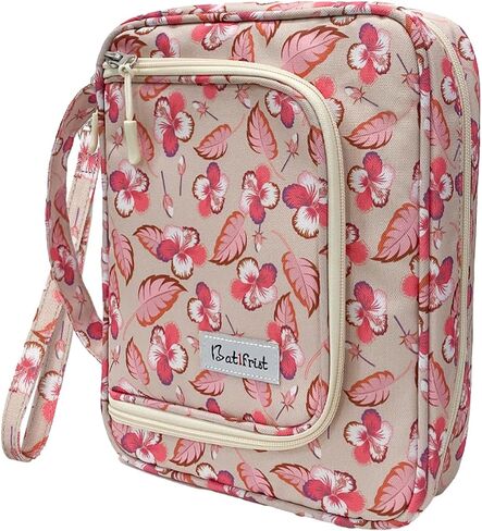 Bible Cover Case for Women,Church Study Book Bible Bag,Bible Carrying Case with Pockets for Bible Accessories, Bible Book Cover with Zipper Christian Gifts fits Bible Size Up to 9.5"x6.5"x2" Floral#1 in Kuwait