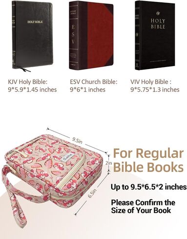 Bible Cover Case for Women,Church Study Book Bible Bag,Bible Carrying Case with Pockets for Bible Accessories, Bible Book Cover with Zipper Christian Gifts fits Bible Size Up to 9.5"x6.5"x2" Floral#1 in Kuwait