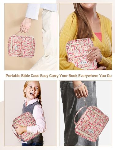 Bible Cover Case for Women,Church Study Book Bible Bag,Bible Carrying Case with Pockets for Bible Accessories, Bible Book Cover with Zipper Christian Gifts fits Bible Size Up to 9.5"x6.5"x2" Floral#1 in Kuwait