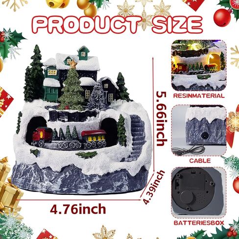 منزل قرية عيد الميلاد LED مضاء منزل عيد الميلاد الموسيقي مع قطار متحرك و8 موسيقى راتينج عيد الميلاد بناء منزل قابل للجمع لعطلة سنو غلوب ديكور منزلي لعيد الميلاد العتيق in Kuwait