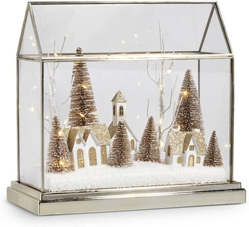 Raz Imports 2024 Good Tidings 12.75" Lighted Snowy Village Terrarium in Saudi Arabia