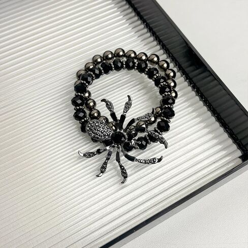 Gothic Spider Bracelets Punk Spider Skull Bracelets Stacked Stretch Bracelets Black Beaded Bracelets Halloween Cosplay Party Costume Accessories in Kuwait