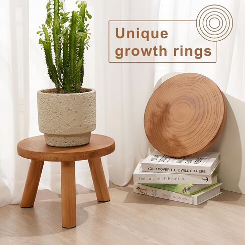 Yangbaga 2pcs Wooden Stool Display Stand, 8.46IN Round Plant Stand Wood-Flower Pot Supports Plant for Indoor Outdoor Home, GardenPatio Decorative in Saudi Arabia