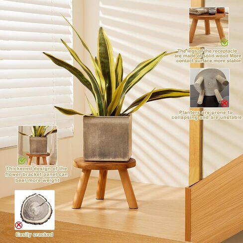 Yangbaga 2pcs Wooden Stool Display Stand, 8.46IN Round Plant Stand Wood-Flower Pot Supports Plant for Indoor Outdoor Home, GardenPatio Decorative in Saudi Arabia