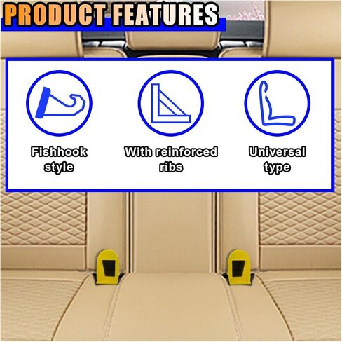 قطعتان من دليل مزلاج حزام واجهة ISOFIX لمقعد السيارة، دليل تحديد موقع مقعد السيارة ISOFIX، أخدود دليل ثابت، موصل دعامة مقعد تلقائي لتعزيز السلامة، ملحقات السيارة العالمية (أصفر) in Saudi Arabia