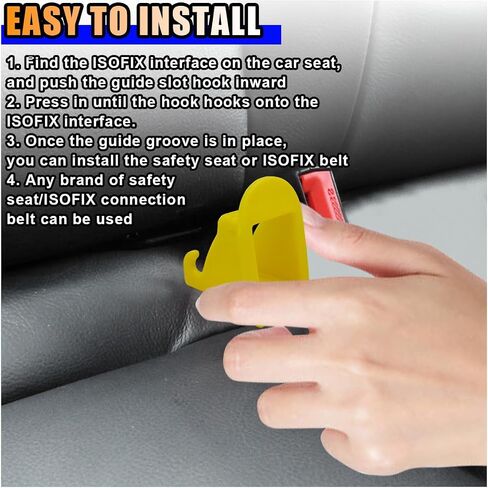 قطعتان من دليل مزلاج حزام واجهة ISOFIX لمقعد السيارة، دليل تحديد موقع مقعد السيارة ISOFIX، أخدود دليل ثابت، موصل دعامة مقعد تلقائي لتعزيز السلامة، ملحقات السيارة العالمية (أصفر) in Saudi Arabia