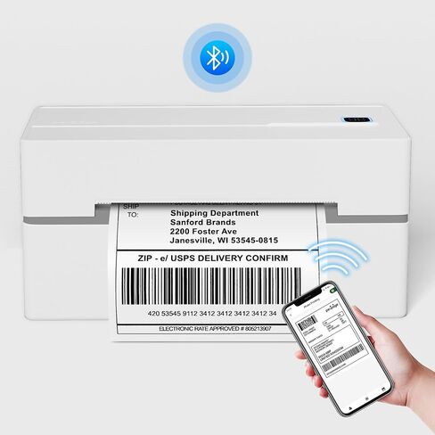 Bluetooth Thermal Shipping Label Printer,Wireless 4x6 Shipping Label Printer for Shipping Packages,Support iPhone iPad Android Windows & Mac,Widely Used for Amazon, Ebay,Shopify, Etsy, USPS. in Saudi Arabia