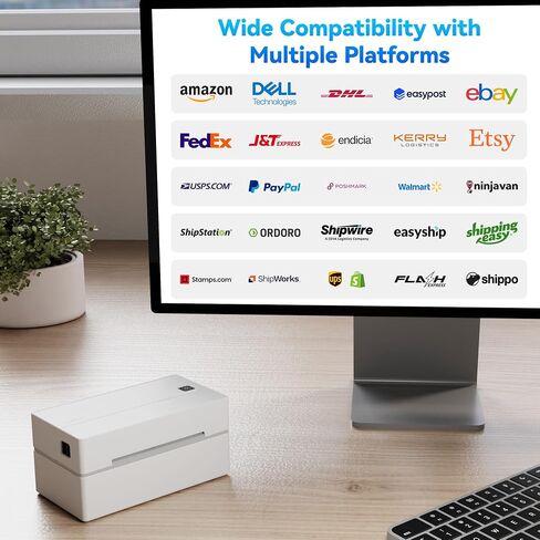 Bluetooth Thermal Shipping Label Printer,Wireless 4x6 Shipping Label Printer for Shipping Packages,Support iPhone iPad Android Windows & Mac,Widely Used for Amazon, Ebay,Shopify, Etsy, USPS. in Saudi Arabia