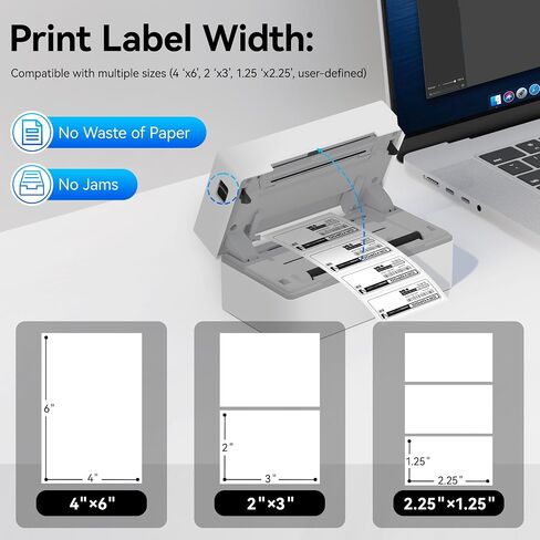 Bluetooth Thermal Shipping Label Printer,Wireless 4x6 Shipping Label Printer for Shipping Packages,Support iPhone iPad Android Windows & Mac,Widely Used for Amazon, Ebay,Shopify, Etsy, USPS. in Saudi Arabia
