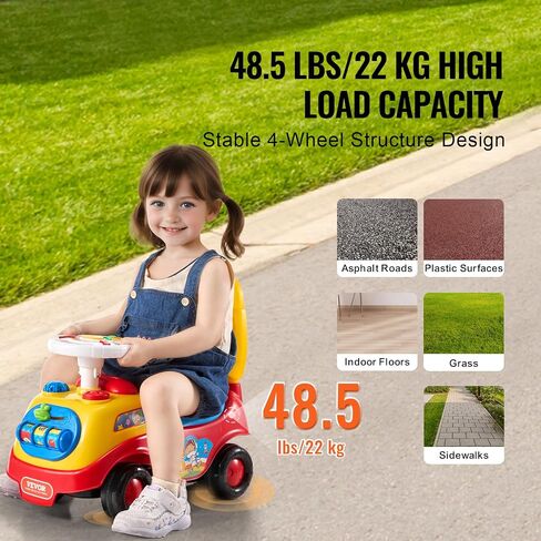 VEVOR Ride On Push Car for Toddlers, Ages 19+ Months, Ride Racer, Sit to Stand Toddler Ride On Toy, Kids Ride On Car with Music Steering, Horn & Under Seat Storage, Ride On Toy for Boys Girls in Saudi Arabia