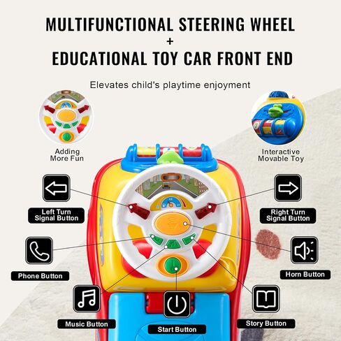 VEVOR Ride On Push Car for Toddlers, Ages 19+ Months, Ride Racer, Sit to Stand Toddler Ride On Toy, Kids Ride On Car with Music Steering, Horn & Under Seat Storage, Ride On Toy for Boys Girls in Saudi Arabia