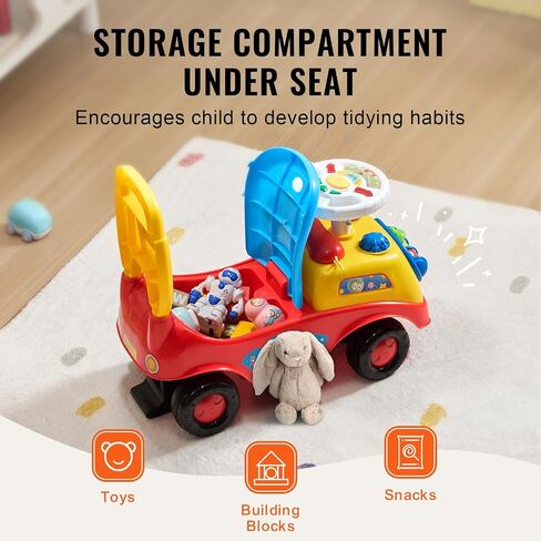 VEVOR Ride On Push Car for Toddlers, Ages 19+ Months, Ride Racer, Sit to Stand Toddler Ride On Toy, Kids Ride On Car with Music Steering, Horn & Under Seat Storage, Ride On Toy for Boys Girls in Saudi Arabia