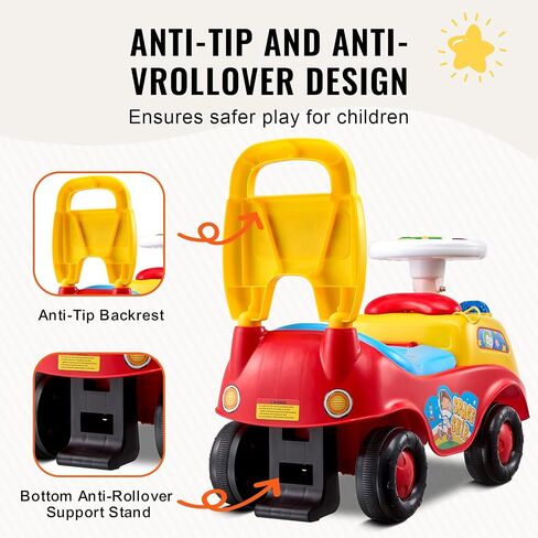 VEVOR Ride On Push Car for Toddlers, Ages 19+ Months, Ride Racer, Sit to Stand Toddler Ride On Toy, Kids Ride On Car with Music Steering, Horn & Under Seat Storage, Ride On Toy for Boys Girls in Saudi Arabia