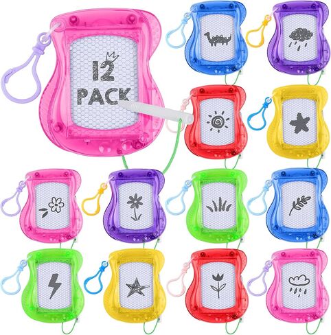 Aodaer 24 Pieces Mini Magnetic Drawing Board with Pen 4 Inch Backpack Keychain Clip Drawing Boards Erasable Doodle Board Sketch Pad Drawing Tablet for Birthday Gifts Car Trip Educational Toys in Kuwait