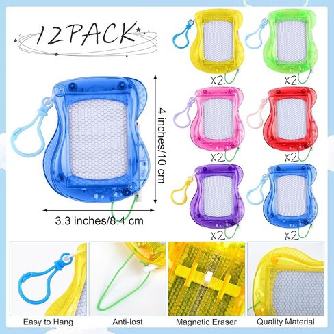 Aodaer 24 Pieces Mini Magnetic Drawing Board with Pen 4 Inch Backpack Keychain Clip Drawing Boards Erasable Doodle Board Sketch Pad Drawing Tablet for Birthday Gifts Car Trip Educational Toys in Kuwait