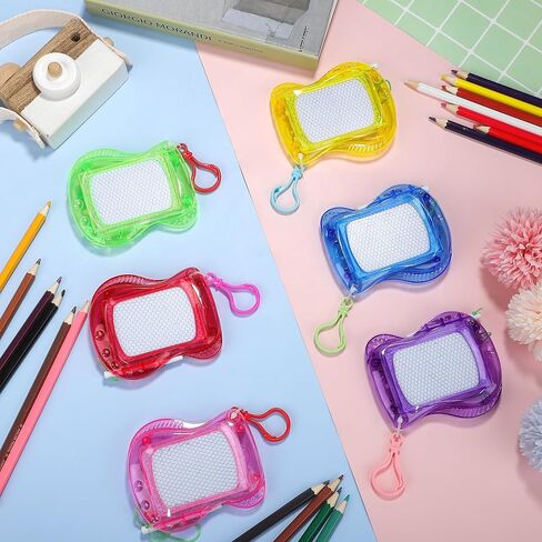 Aodaer 24 Pieces Mini Magnetic Drawing Board with Pen 4 Inch Backpack Keychain Clip Drawing Boards Erasable Doodle Board Sketch Pad Drawing Tablet for Birthday Gifts Car Trip Educational Toys in Kuwait