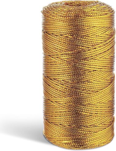 656 Feet/218 Yards Metallic Cord Gold Twine, 1 Spool 1.5 mm Gold Thread String for Bracelet Jewelry Making Thread Gold Craft Making String Cord in Saudi Arabia
