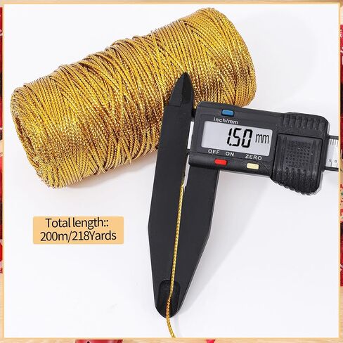 656 Feet/218 Yards Metallic Cord Gold Twine, 1 Spool 1.5 mm Gold Thread String for Bracelet Jewelry Making Thread Gold Craft Making String Cord in Saudi Arabia