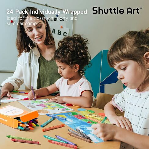 Shuttle Art Crayons Bulk Set - 24 Boxes of 24 Assorted Colors, 576 Count Durable & Non-Toxic Teacher-Quality Crayons, School Supplies bulk in Crayons For Family Class Party Favors in Saudi Arabia