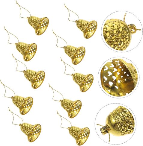 Christmas Tree Bells 12pcs Wind Chime Pendant Ornaments Ingots Vintage Christmas The Bell Ornament Vintage Bell Christmas Supplies Christmas Tree Props Wall Clock Gold Decor in Saudi Arabia
