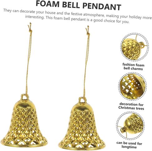 Christmas Tree Bells 12pcs Wind Chime Pendant Ornaments Ingots Vintage Christmas The Bell Ornament Vintage Bell Christmas Supplies Christmas Tree Props Wall Clock Gold Decor in Saudi Arabia