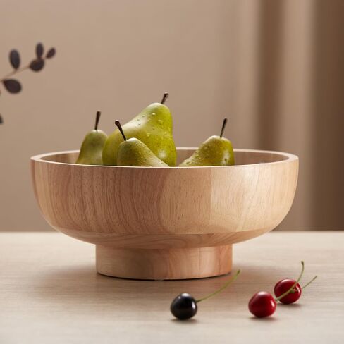 Large Wood Fruit Bowl for Kitchen Counter (12 Inch Diameter) Pedestal Bowl, Fruit Bowls, Decorative Bowls in Saudi Arabia