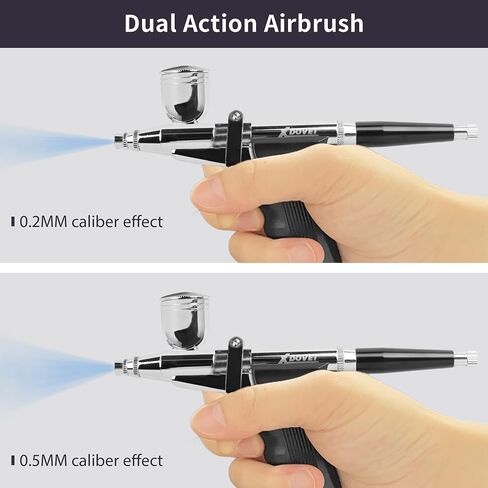 XDOVET Dual Action Airbrush Kit with 0.35/0.5/0.8mm Needle 7ml/10ml Paint Cup Side Pot and Oil-Water Separator - Ideal for Tattoos Makeup Nails Models - Complete Airbrush Kit in Saudi Arabia