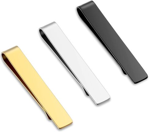 3Pcs Black Silver Gold Classic Tie Clips, Stainless Steel Necktie Tie Bar Pinch Suitable for Men Wedding Anniversary Business Father's Day Gifts in Saudi Arabia