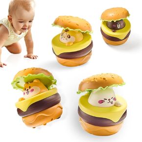 Toy Cars for Toddlers 1-3 4PCS Press and Go Vihecle Toys for Baby Early Development Burger Push Car